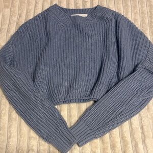 Elodie Dusty Blue Crew Neck Sweater Cropped